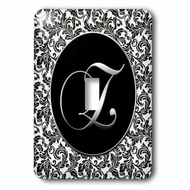 3dRose lsp_38775_2 Letter Z-Black and White Damask Double Toggle Switch 